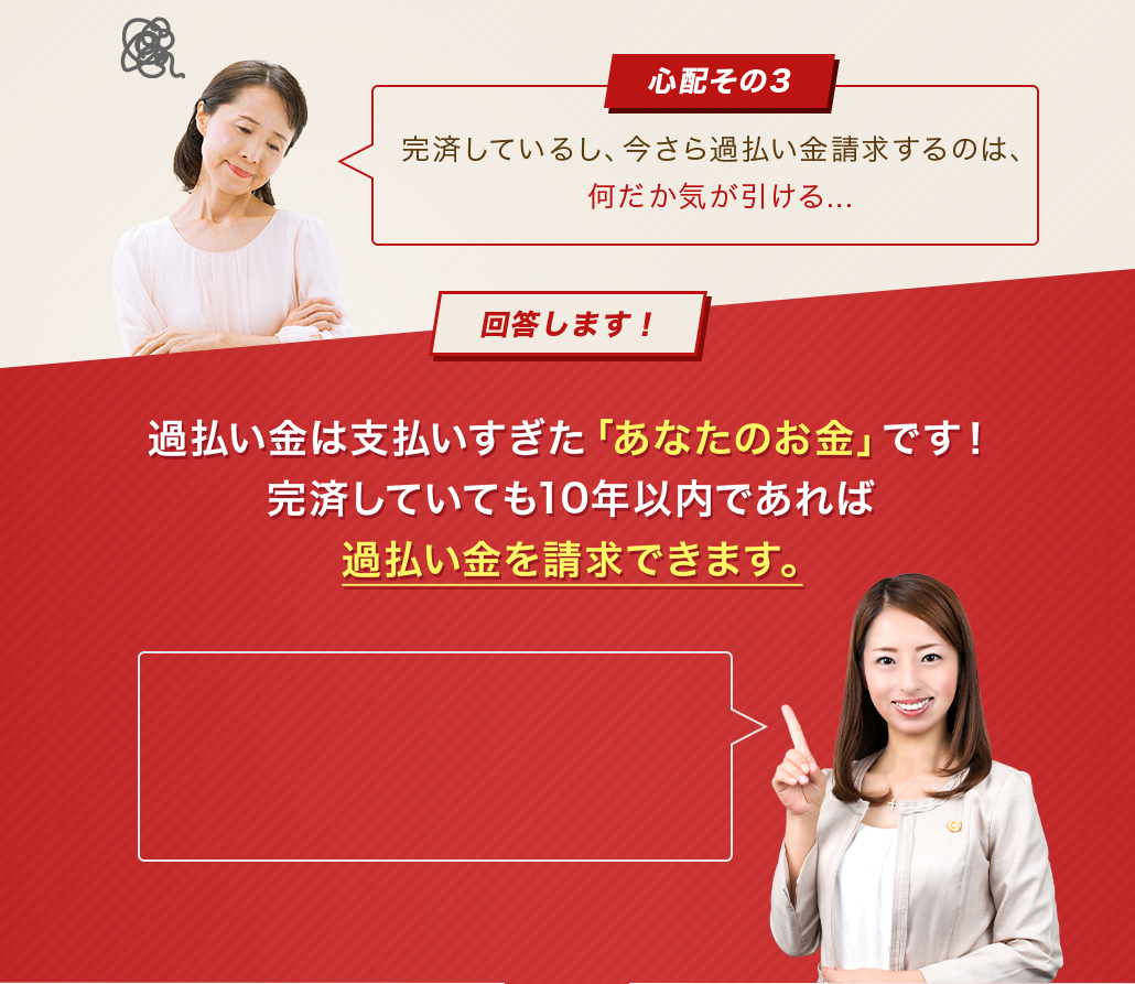 心配その3 完済しているし、今さら過払い金請求するのは、何だか気が引ける...