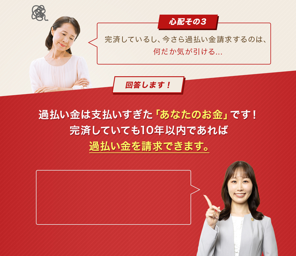 心配その3 完済しているし、今さら過払い金請求するのは、何だか気が引ける...